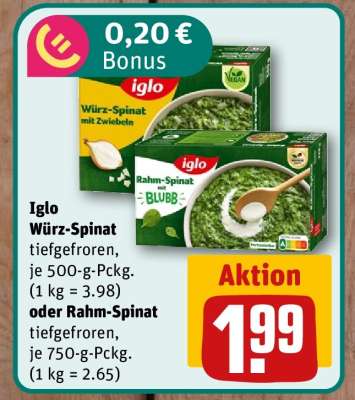 Iglo Würz-Spinat oder Rahm-Spinat