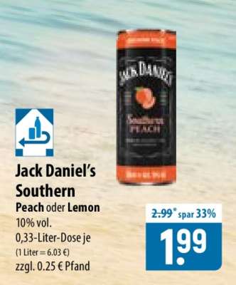 Jack Daniel’s Southern Peach oder Lemon