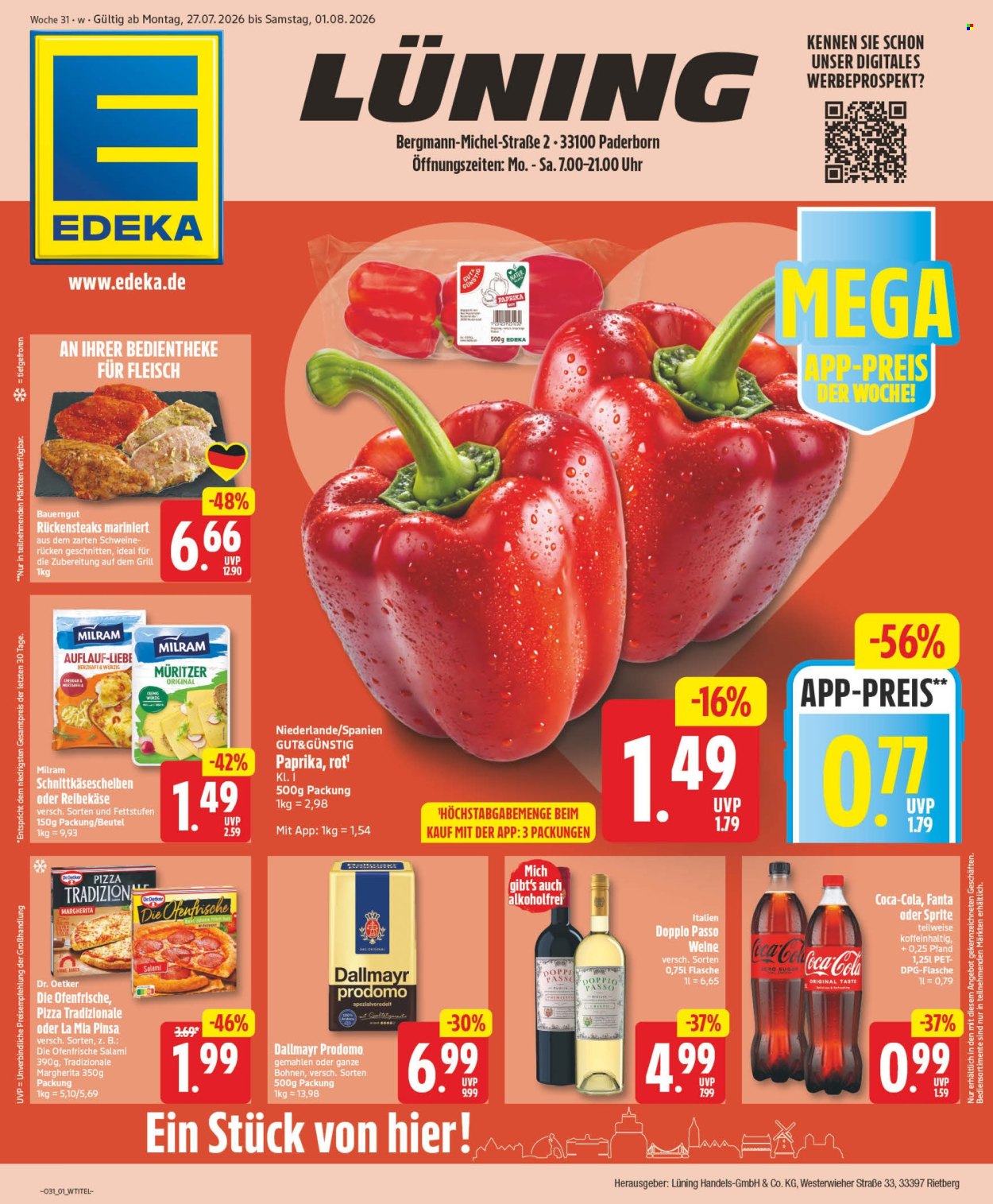 Leták Edeka - 27.7.2026 - 1.8.2026. Strana 1