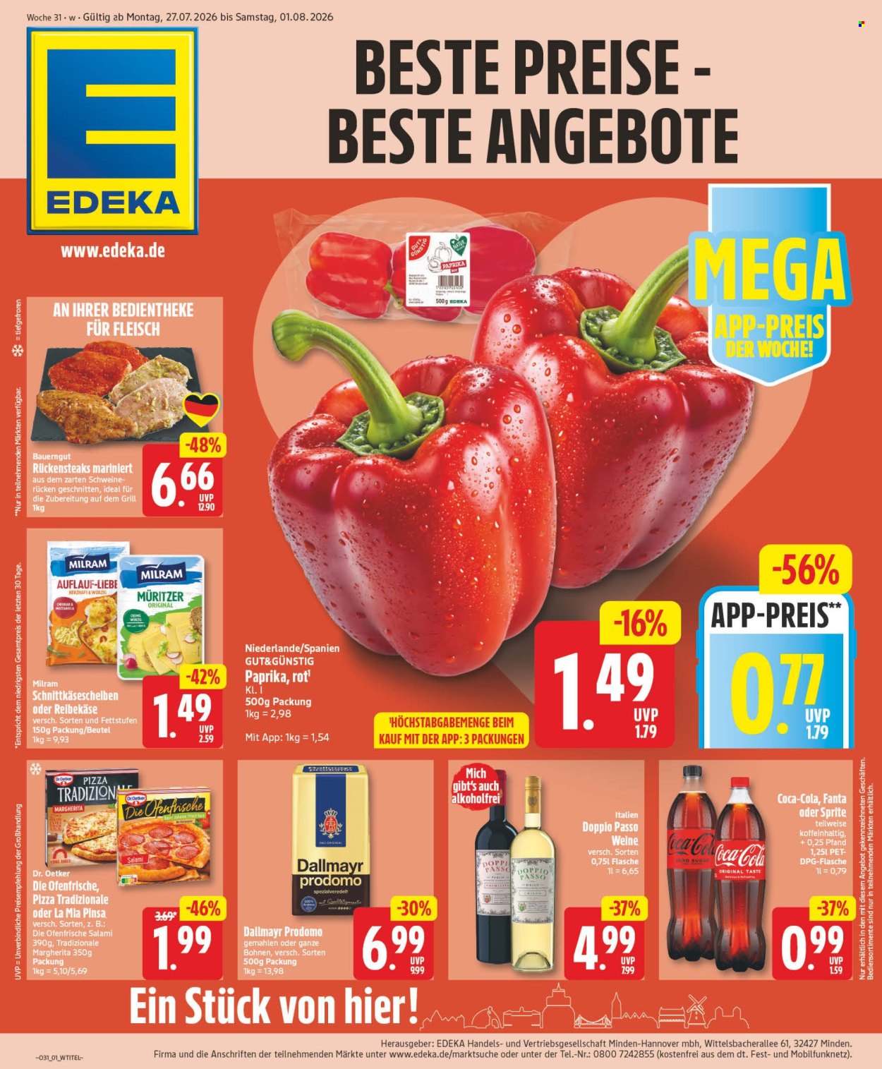 Leták Edeka - 27.7.2026 - 1.8.2026. Strana 1