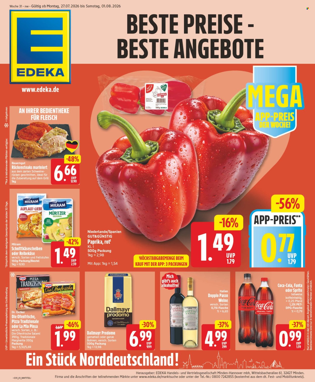 Leták Edeka - 27.7.2026 - 1.8.2026. Strana 1