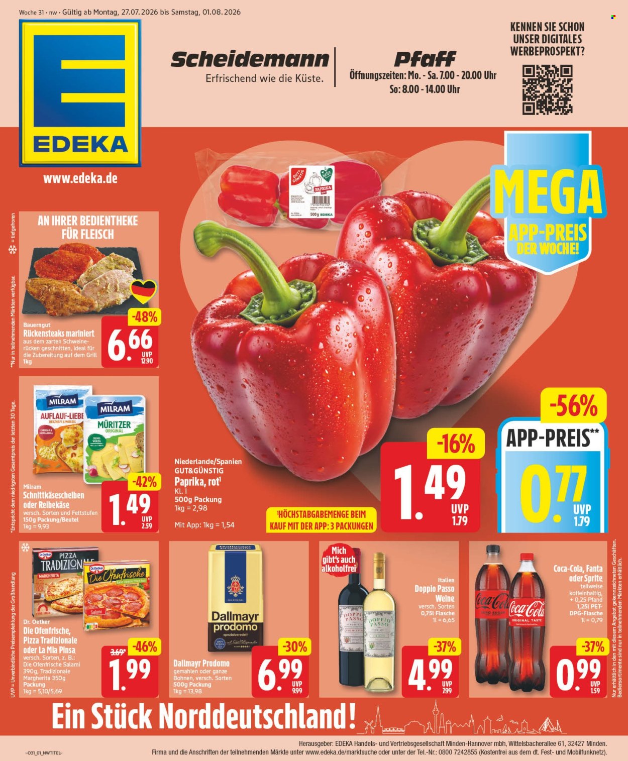 Leták Edeka - 27.7.2026 - 1.8.2026. Strana 1