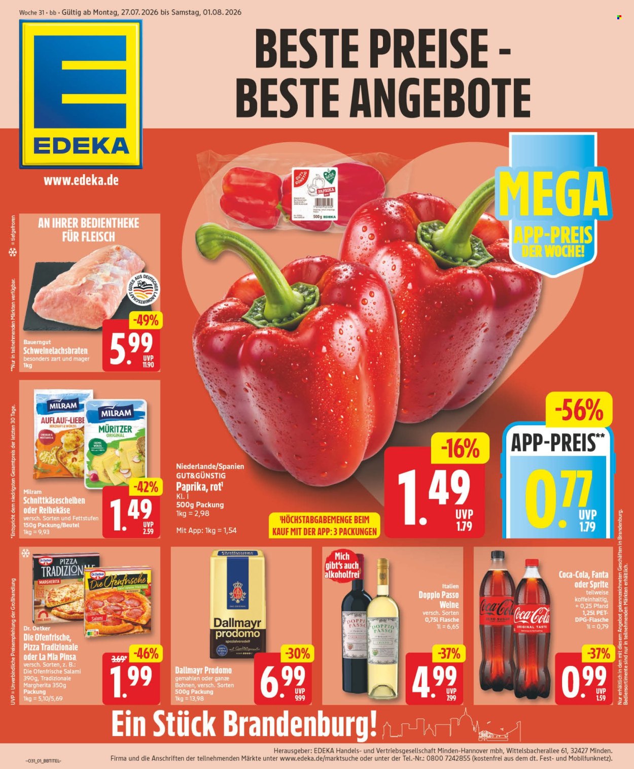 Leták Edeka - 27.7.2026 - 1.8.2026. Strana 1