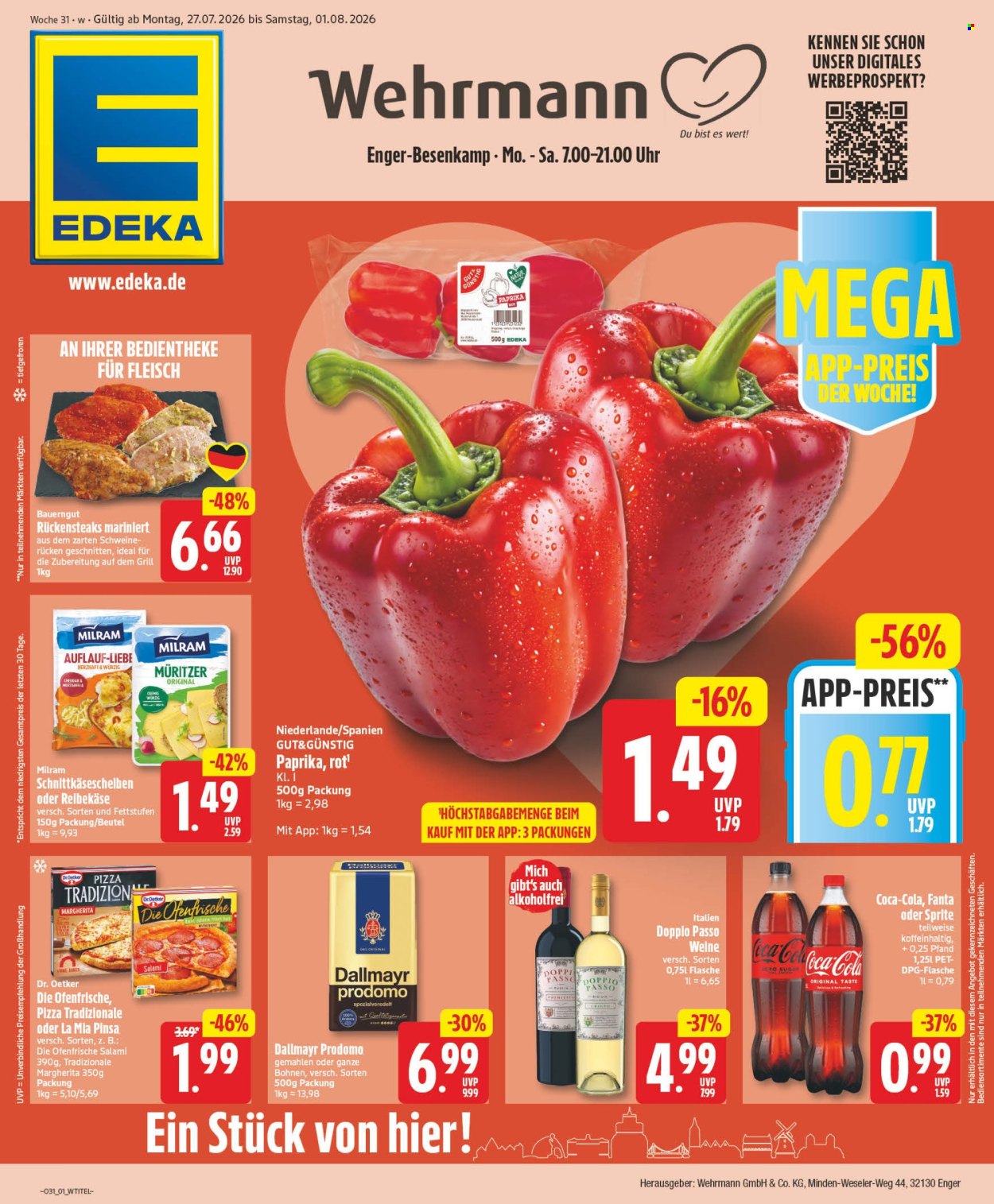 Leták Edeka - 27.7.2026 - 1.8.2026. Strana 1