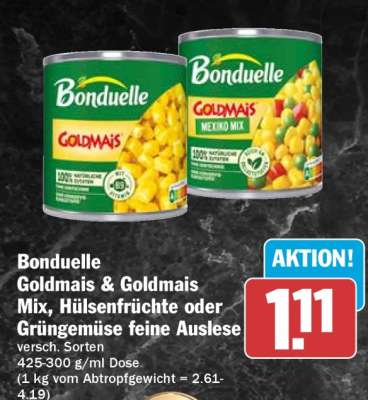 Bonduelle Goldmais, Goldmais Mix, Hülsenfrüchte oder Grüngemüse feine Auslese
