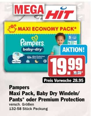 Pampers Maxi Pack, Baby Dry Windeln/Pants* oder Premium Protection