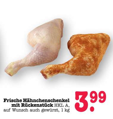 Frische Hähnchenschenkel mit Rückenstück
