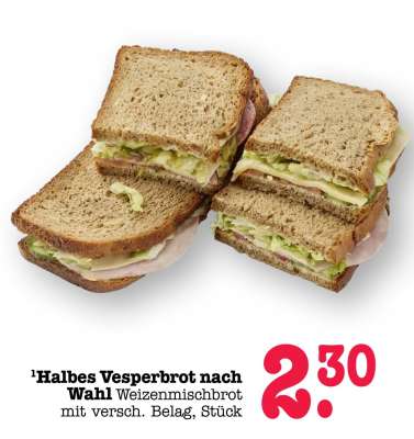 Halbes Vesperbrot nach Wahl