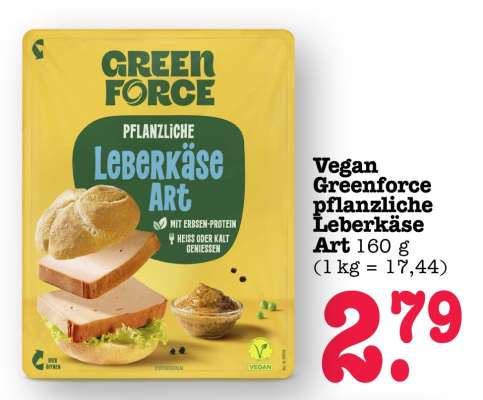 Vegan Greenforce pflanzliche Leberkäse Art