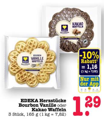 EDEKA Herzstücke Bourbon Vanille oder Kakao Waffeln