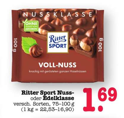 Ritter Sport Nuss- oder Edelklasse