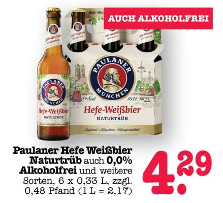 PAULANER Hefe- Weißbier naturtrüb