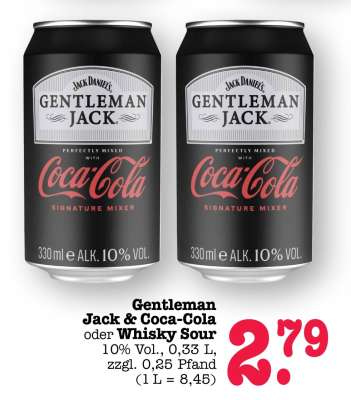 Gentleman Jack & Coca-Cola oder Whisky Sour