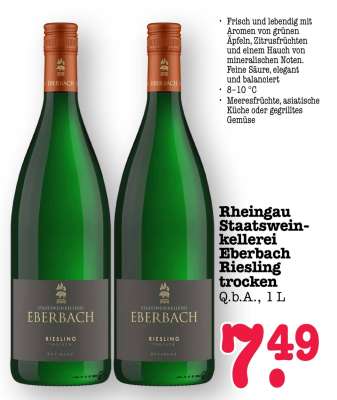 Rheingau Staatsweinkellerei Eberbach Riesling trocken