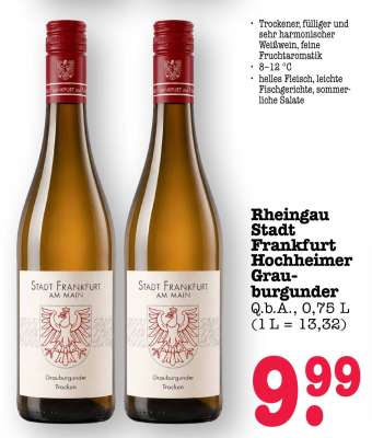 Rheingau Stadt Frankfurt Hochheimer Grauburgunder