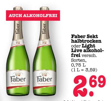 Faber Sekt halbtrocken oder Light Live alkoholfrei