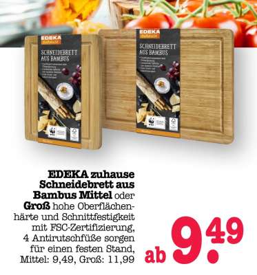EDEKA zuhause Schneidebrett aus Bambus Mittel