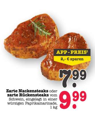 Zarte Nackensteaks oder zarte Rückensteaks
