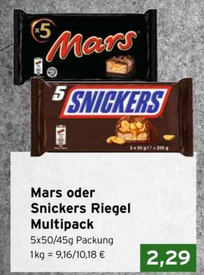 Mars oder Snickers Riegel Multipack