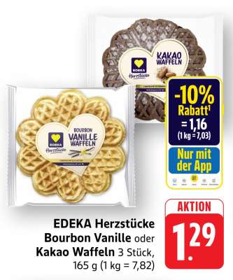 EDEKA Herzstücke Bourbon Vanille oder Kakao Waffeln
