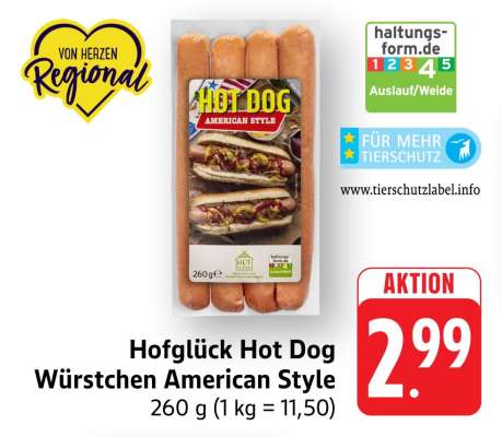 Hofglück Hot Dog Würstchen American Style