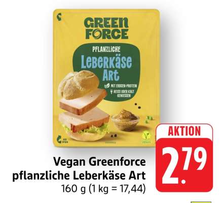 Vegan Greenforce pflanzliche Leberkäse Art