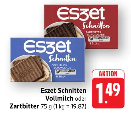 Eszet Schnitten Vollmilch oder Zartbitter