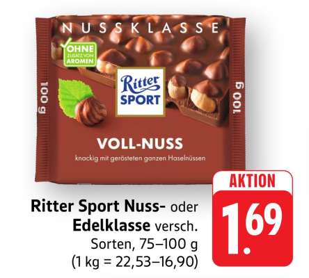 Ritter Sport Nuss- oder Edelklasse