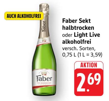 Faber Sekt halbtrocken oder Light Live alkoholfrei