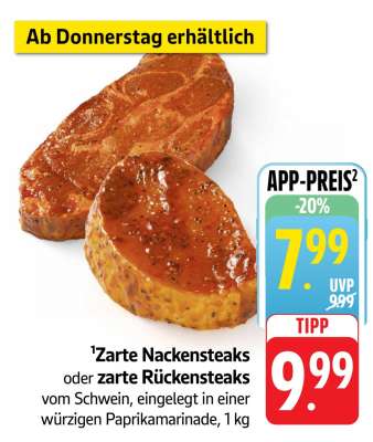 Zarte Nackensteaks oder zarte Rückensteaks