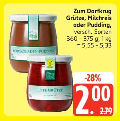 Zum Dorfkrug Grütze, Milchreis oder Pudding