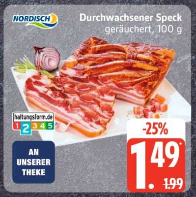 Durchwachsener Speck, geräuchert, 100 g