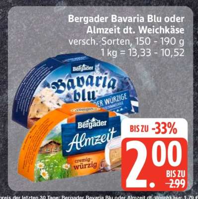 Bergader Bavaria Blu oder Almzeit dt. Weichkäse