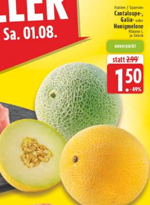 Cantaloupe-, Galia-, oder Honigmelone