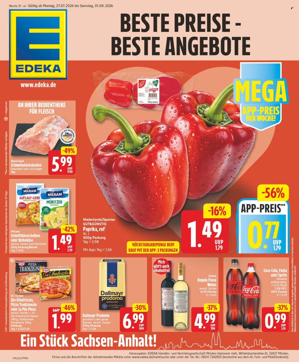 Leták Edeka - 27.7.2026 - 1.8.2026. Strana 1