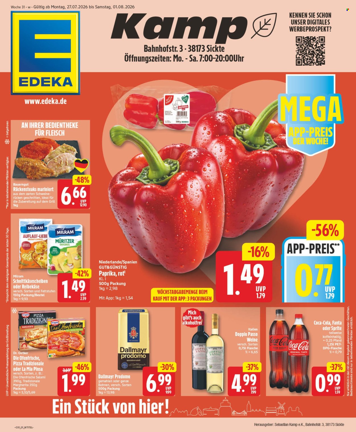 Leták Edeka - 27.7.2026 - 1.8.2026. Strana 1