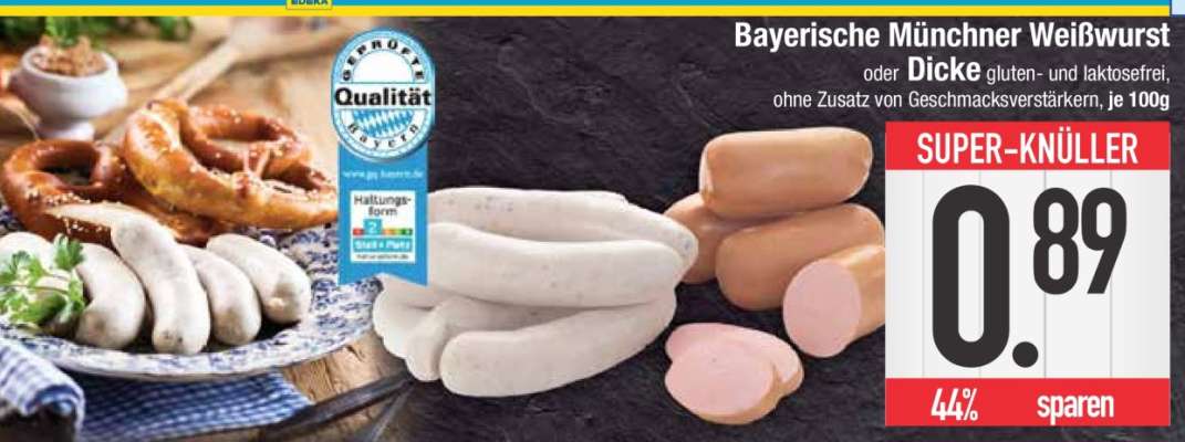 Bayerische Münchner Weißwurst oder Dicke