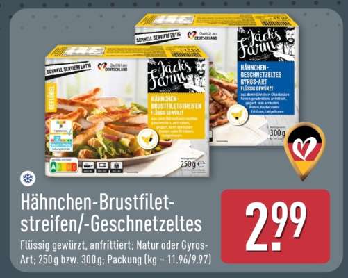 Hähnchen-Brustfiletstreifen/-Geschnetzeltes