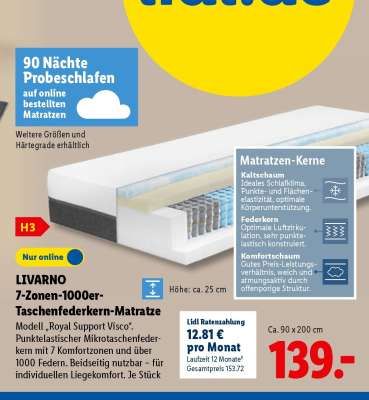 LIVARNO 7-Zonen-1000er-Taschenfederkern-Matratze