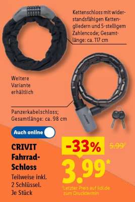 CRIVIT Fahrrad-Schloss