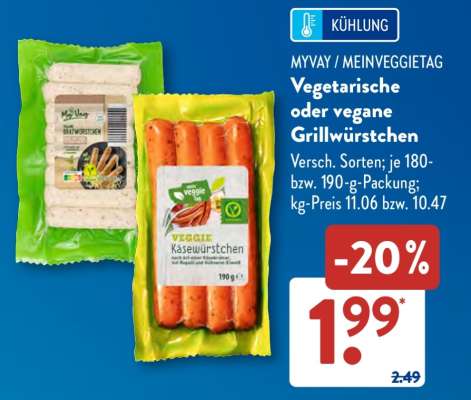 Vegetarische oder vegane Grillwürstchen