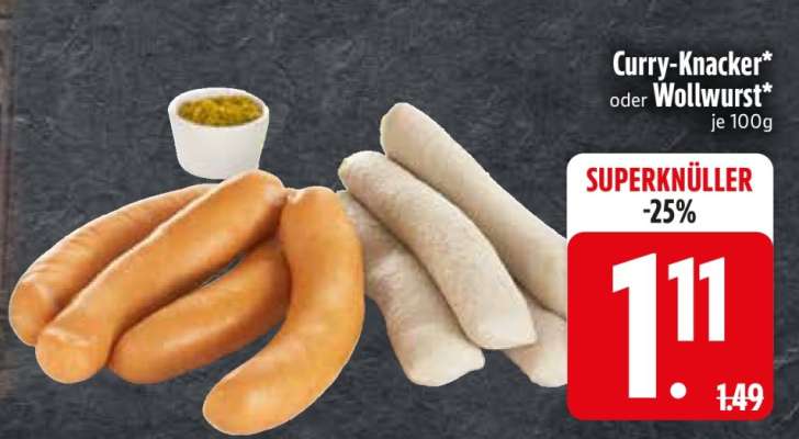 Curry-Knacker oder Wollwurst
