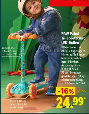 PAW Patrol Tri-Scooter mit LED-Rollen