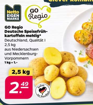 GO Regio Deutsche Speisefrühkartoffeln mehlig
