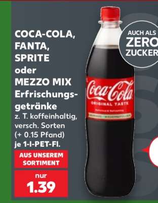 COCA-COLA, FANTA, SPRITE oder MEZZO MIX Erfrischungsgetränke
