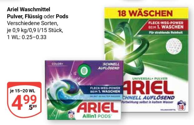 Ariel Waschmittel Pulver, Flüssig oder Pods