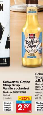 Schwartau Coffee Shop Sirup Vanille zuckerfrei