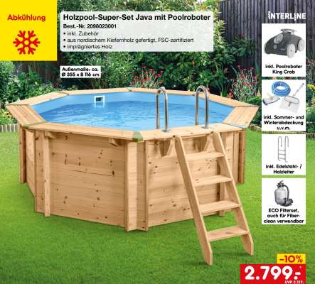 Holzpool-Super-Set Java mit Poolroboter