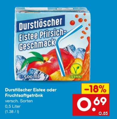 Durstlöscher Eistee oder Fruchtsaftgetränk