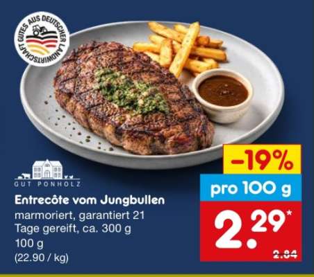 Entrecôte vom Jungbullen